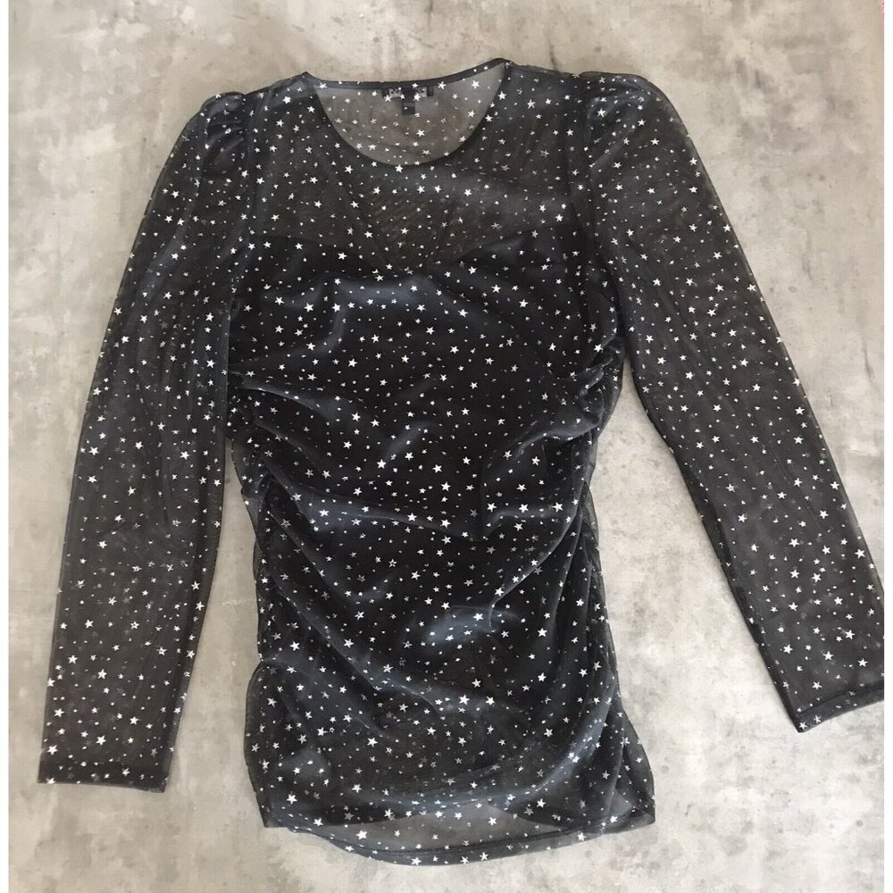 Y2K Express Top Womens Medium Ruched Fairy Grunge Whimsigoth Mesh Celestial Goth